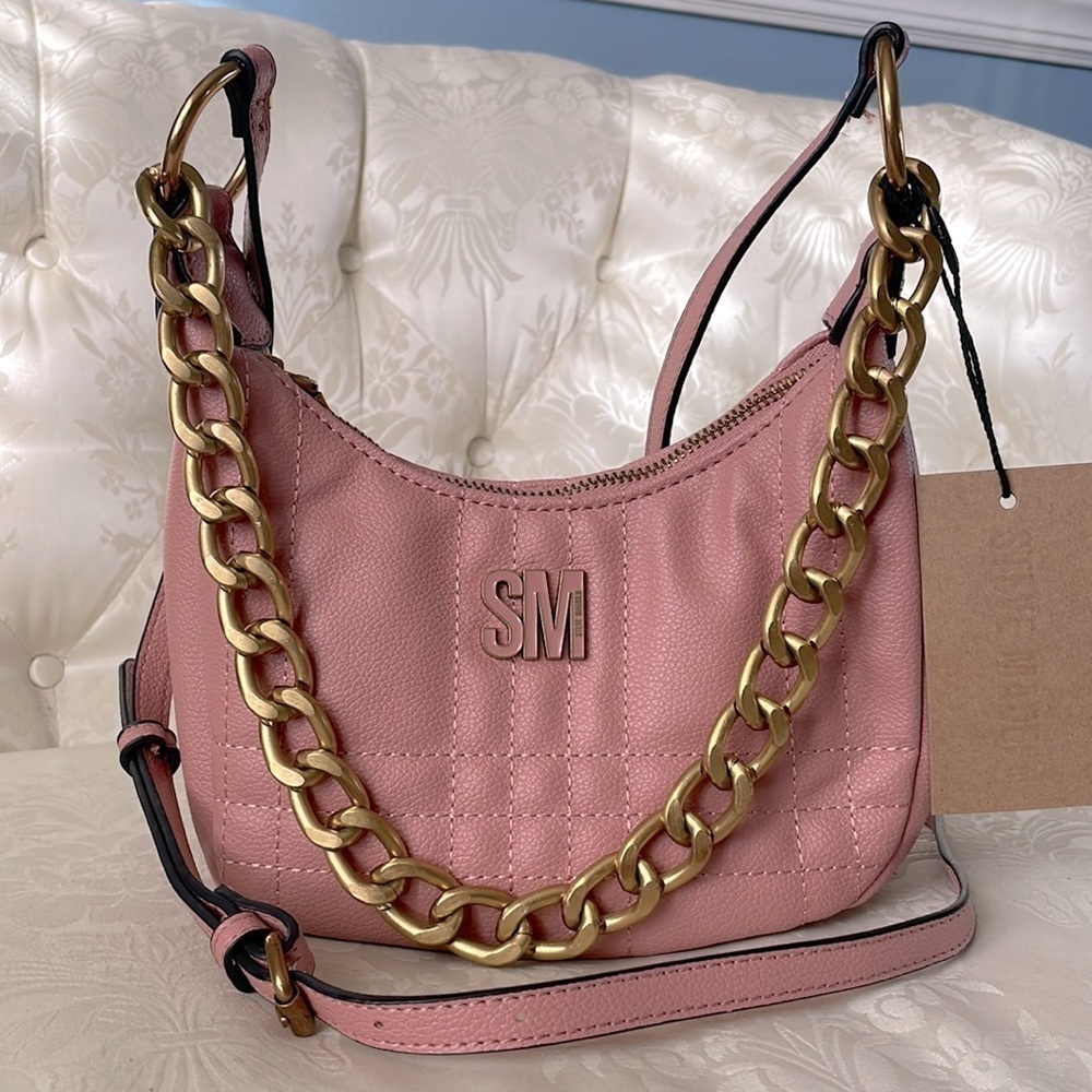 Brand New Steve Madden Blush Bliisa Chunky Gold Tone Chain Crossbody Purse